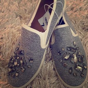 Jeweled casual slide in shoe